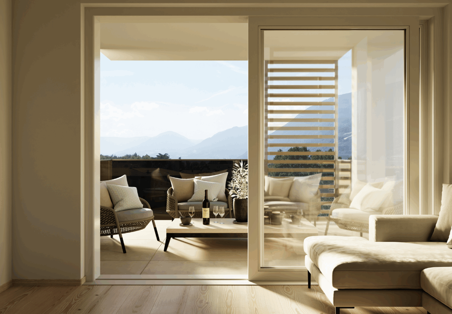 Visualisierung Balkon mit Ausblick